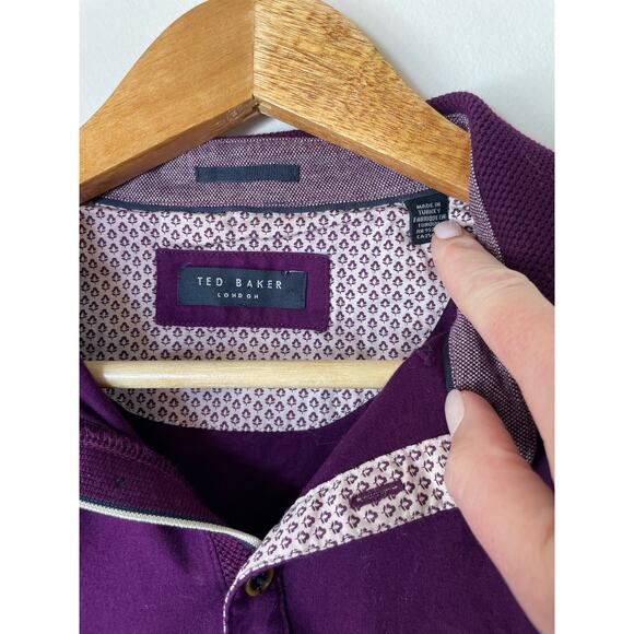 Ted Baker London Purple Classic Polo Shirt Breast Pocket Quiet Luxury - Picture 4 of 6